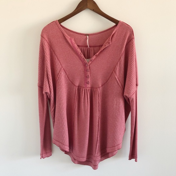 Free People Tops - NWT Free People Leo Henley Top in Wild Rose XS